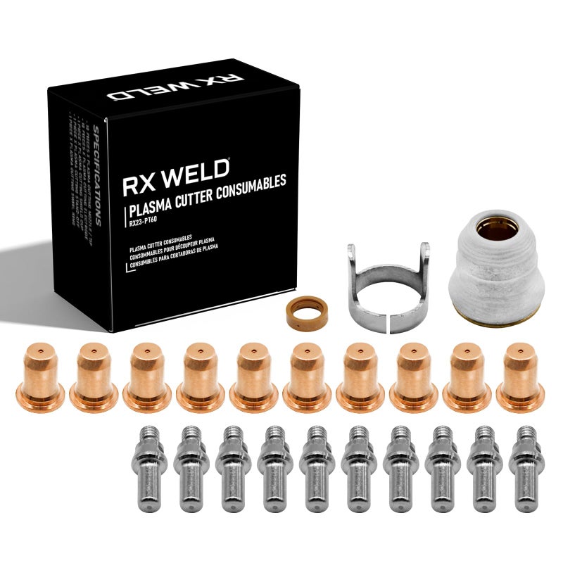 RX WELD 23pcs Plasma Cutting Torch IPT-60 PT-60 IPT-40 PT40 Tip 0.039'' 1.0mm Electrode Shield Cap Stand Off - Image 1